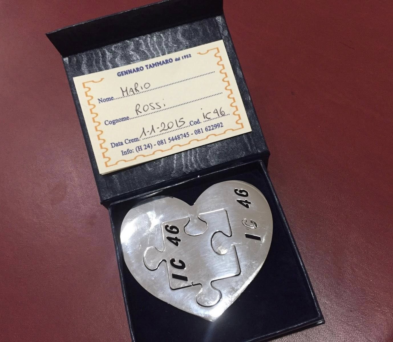 Cuore commemorativo Gennaro Tammaro per ceneri